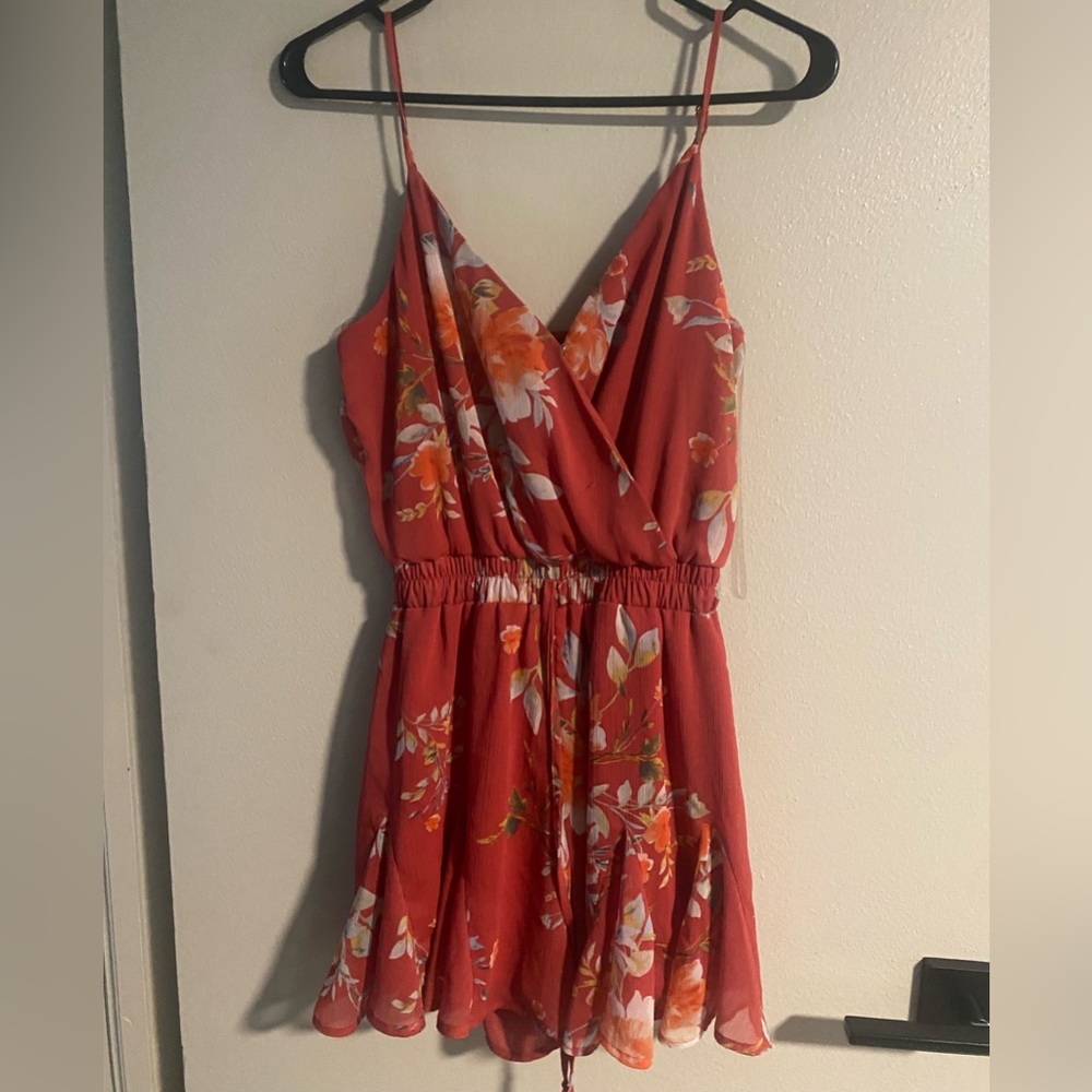 Francesca’s Trixxi Medium Red Chiffon Romper